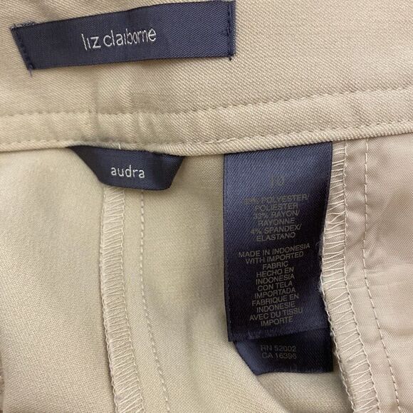 Liz Claiborne Women's Tan Audra Flat Front Straight Leg Dress Pants Size 10 - Picture 9 of 11